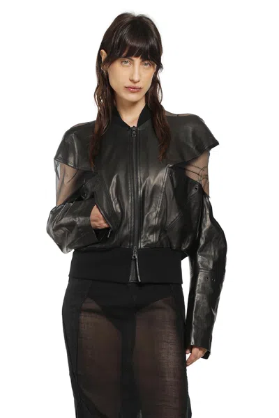 Yehuafan Leather Jacket In Black