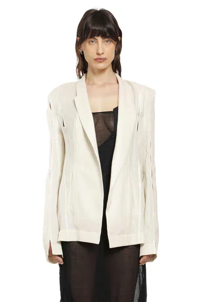 Yehuafan Lightweight Cashmere Canvas Blazer In White