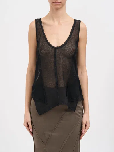 Yehuafan Linen And Ramie Tank Top In Black