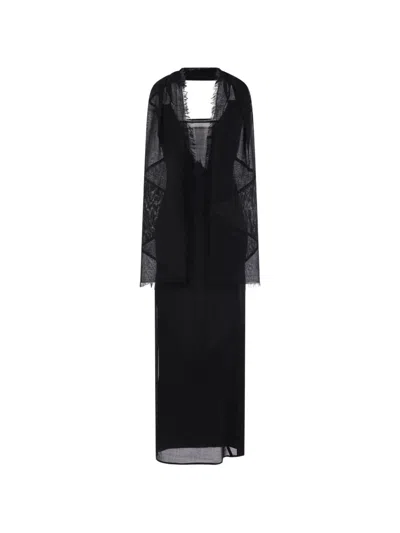 Yehuafan Long-sleeved Patchwork Dress In Black