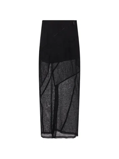 Yehuafan Panelled Full Skirt In Black