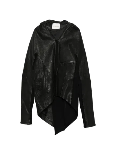 Yehuafan Panelled Leather Jacket In Black
