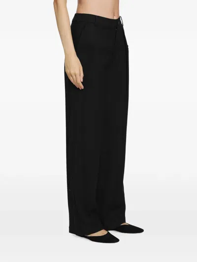 Yehuafan Raw-edge Wide-leg Trousers In Black