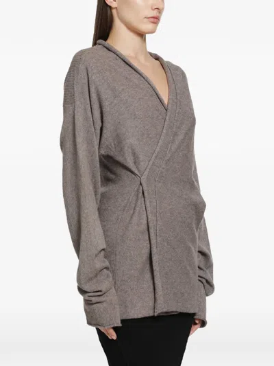 Yehuafan Ribbed Wrap Cardigan In Grey