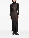 Yehuafan Roll-neck Mohair Maxi Dress In Black