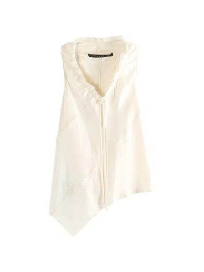 Yehuafan Ruffle Tie Top In White