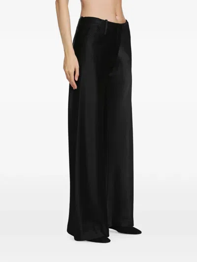 Yehuafan Satin Wide-leg Trousers In Black