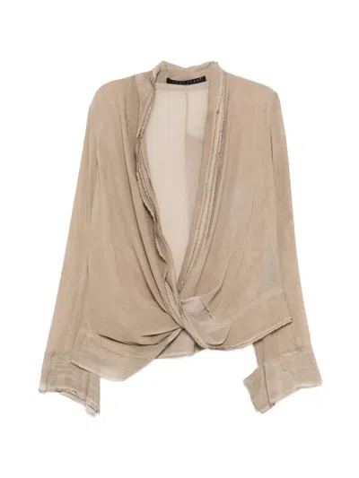 Yehuafan Silk Long-sleeve Shirt In Brown
