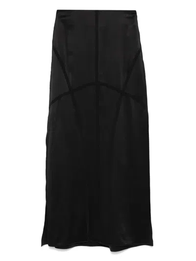Yehuafan Silk Maxi Skirt In Black