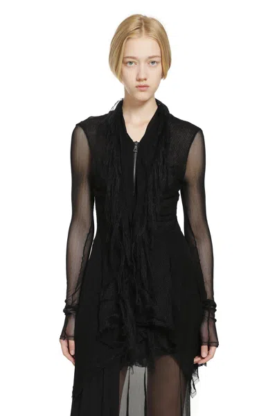 Yehuafan Silk Mohair Top In Black