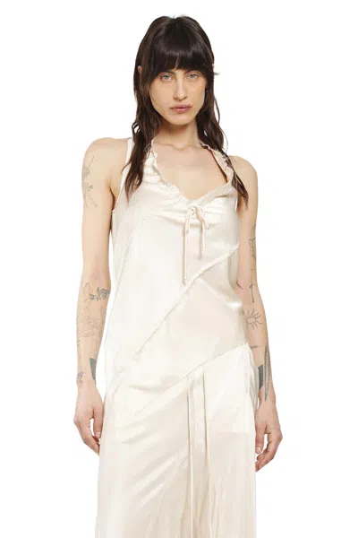 Yehuafan Silk Satin Sleeveless Top In White