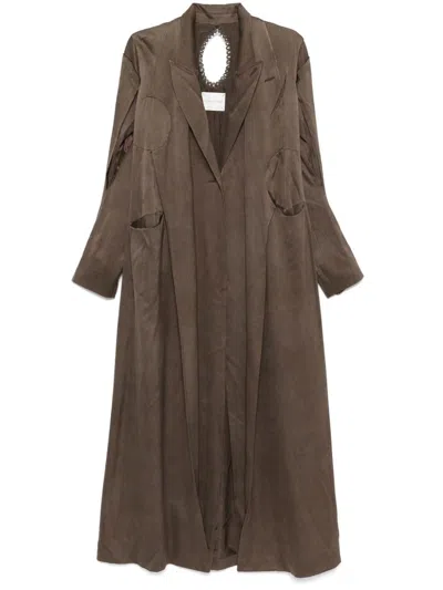Yehuafan Single Breasted Coat In Brown