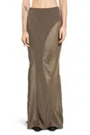 Yehuafan Spliced Silk Linen Long Skirt In Green