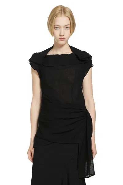 Yehuafan Sleeveless Cowl Neck Top In Black