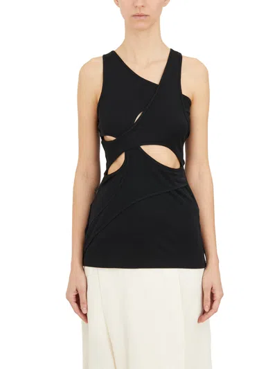 Yehuafan Tank Top Effetto Incrociato In Black