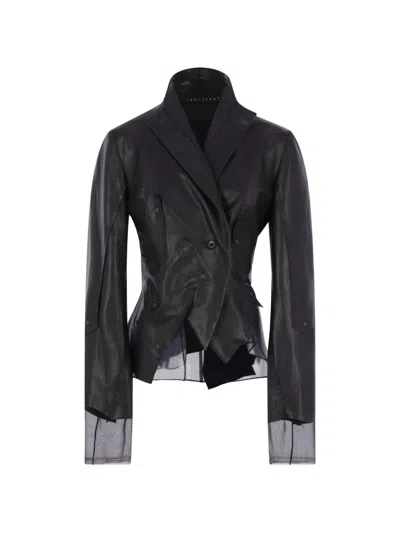 Yehuafan Tulle-panelled Blazer In Black