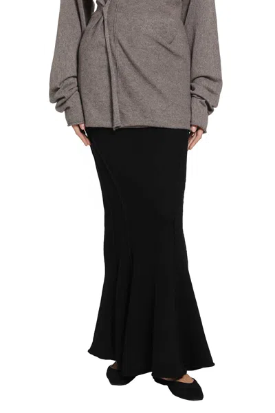 Yehuafan Yak Knit Long Skirt In Black