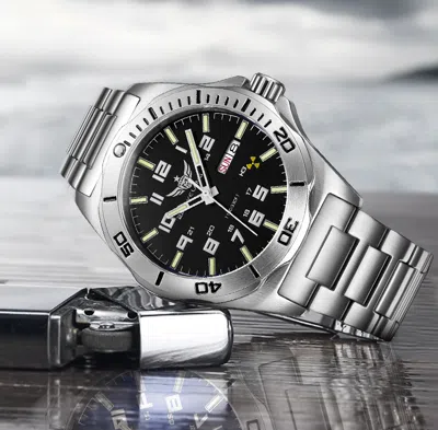 Pre-owned Yelang Men Automatic Mechanical Watch Japan Mov't 24jewels Luminous Wr100m In Black Dial+blue Light