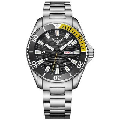Pre-owned Yelang Men Military Watch Eco-drive Solar Watches Luminous Wristwatch 300m Sport