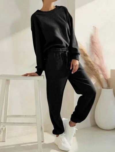 Yelete Corduroy Lounge Set In Black