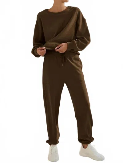 Yelete Corduroy Lounge Set In Brown