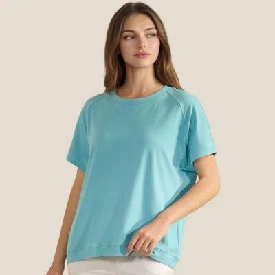 Yelete Everyday Soft Ribbed Loose Fit Top In Powder Blue