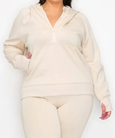 Yelete Explorer Quarter Zip Hoodie In Oatmeal