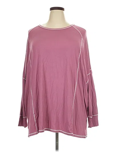 Pre-owned Yelete Long Sleeve Top Pink Boatneck Tops
