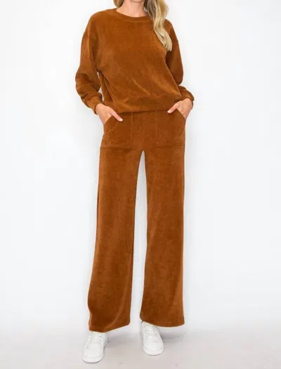 Yelete Lounging Around Corduroy Set In Cooper In Multi