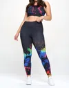 Yelete Paint Splatter Activewear Set In Neon Paint In Black
