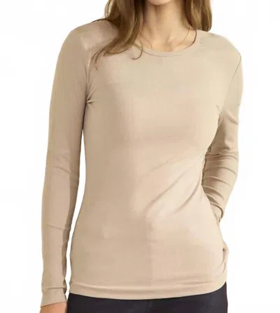 Yelete Ribbed Long Sleeve Top In Light Mocha In Gold