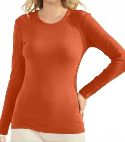 Yelete Ribbed Long Sleeve Top In Rust In Orange