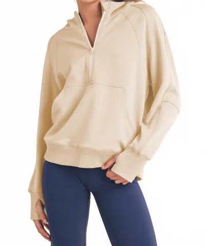 Yelete Scuba Quarter-zip Hoodie - Plus In Oatmeal In White