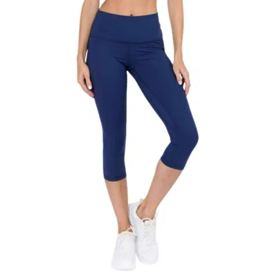 Yelete Seamless Butter Capri Leggings In Navy