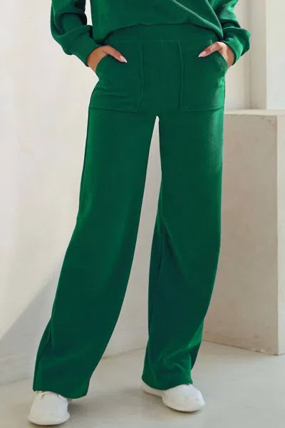 Yelete Wide Leg Corduroy Pants In Forest Green In Brown