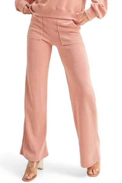 Yelete Wide Leg Ribbed Pants In Dusty Rose In Multi