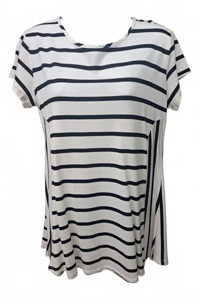 Yelete Women's Flowy Stripe Tunic In White/blk