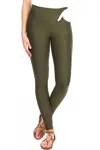 Yelete Women's Four Pocket Ponte Pants In Olive In Green