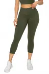 Yelete Seamless Butter Capri Leggings In Olive In Green