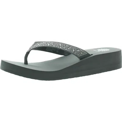 Yellow Box Africa Womens Leather Rhinestone Wedges In Gray