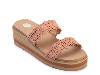 Yellow Box Airy Wedge Sandal In Brown