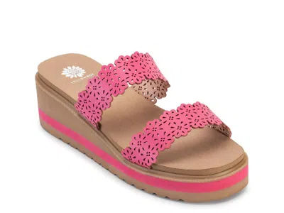 Yellow Box Airy Wedge Sandal In Fuchsia