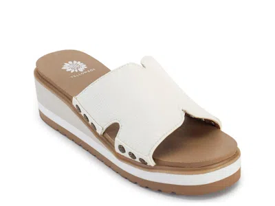 Yellow Box Alameda Wedge Sandal In Bone