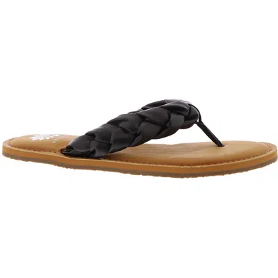 Yellow Box Dauphine Womens Faux Leather Slip On Thong Sandals In Black