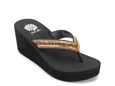 Yellow Box Edan Wedge Sandal In Black