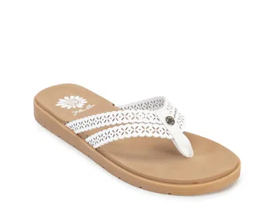 Yellow Box Fawn Sandal In White