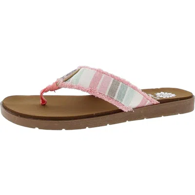 Yellow Box Fayer Womens Fringe Canvas Thong Sandals In Pink