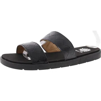 Yellow Box Feylie Womens Slip On Open Toe Flatform Sandals In Black