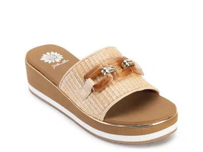 Yellow Box Gabina Wedge Sandal In Natural Beige
