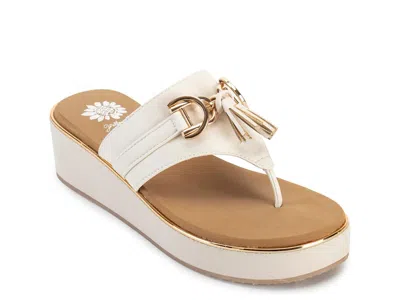 Yellow Box Geri Wedge Sandal In Ivory